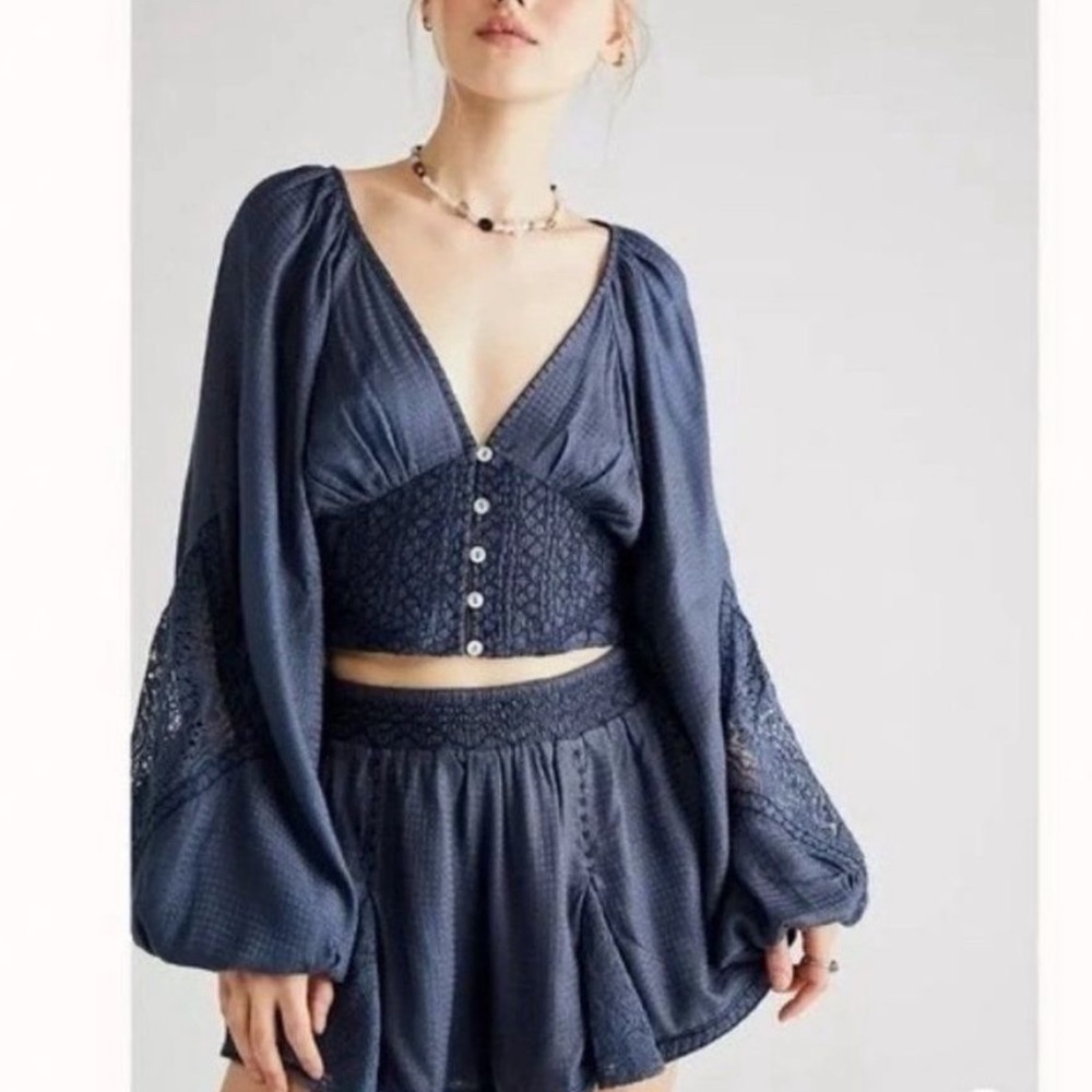 Free People Navy Blue Women Shorts